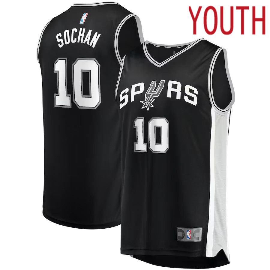 Youth San Antonio Spurs 10 Jeremy Sochan Fanatics Branded Black Draft First Round Pick Fast Break Replica NBA Jersey